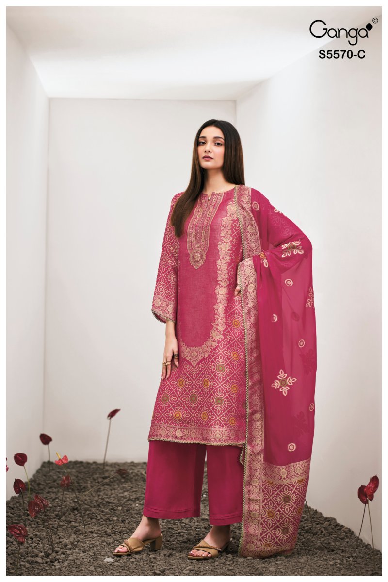 Mairya 5570 By Ganga Bemberg Giraffe Silk Salwar Kameez 